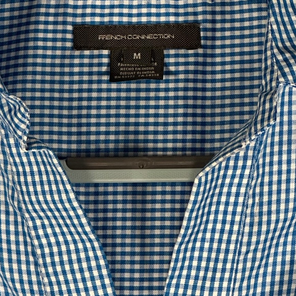 Blue Gingham Oversized Sz M Summer/Spring Vibe Blouse Dolman Sleeve Preppy Shirt - Picture 8 of 10